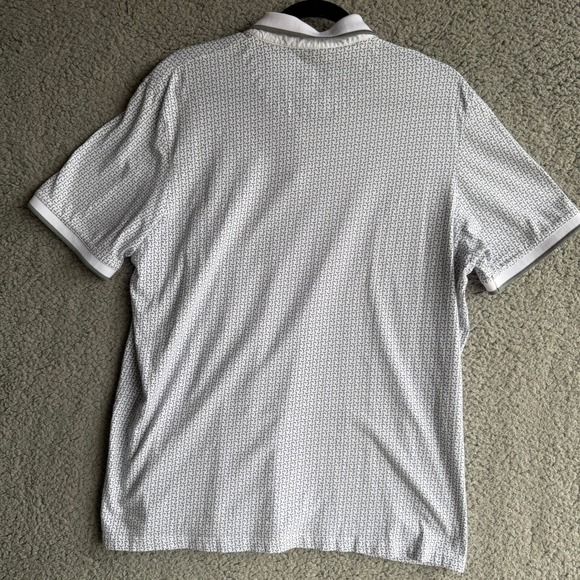 Ted Baker London Mens Geometric Crescent Print Polo Shirt White Gray Size 6 XXL - Picture 9 of 11